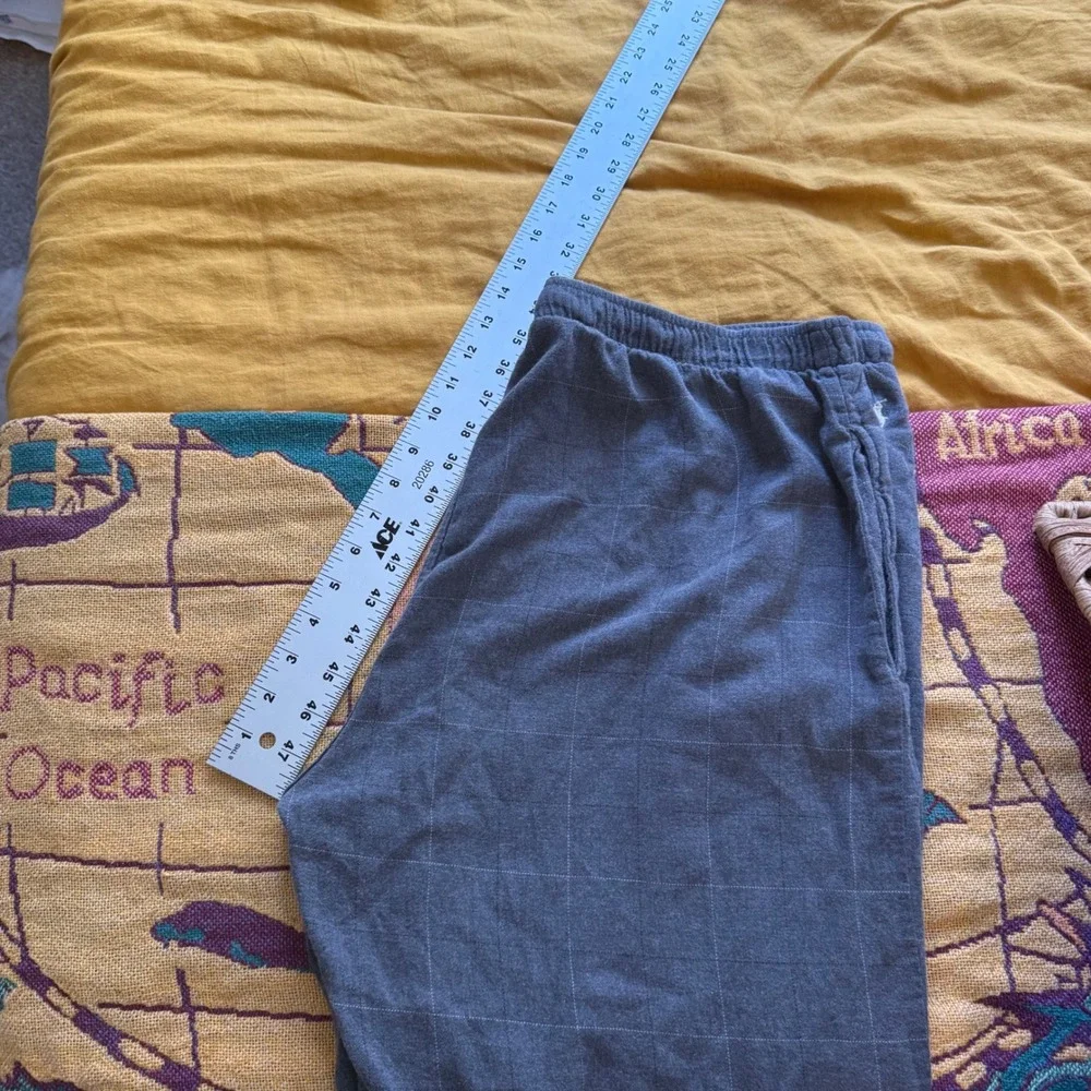 Polo Ralph Lauren Mens Grey Windowpane‎ Pajama Pants Elastic Waist Lounge XL